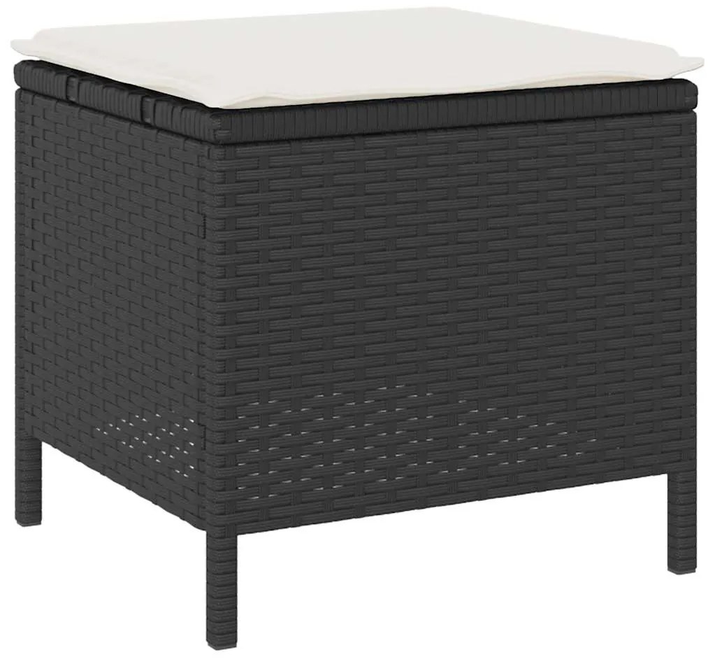 Conjunto de Jantar para Jardim de 4 Peças com Almofadas Preto Rattan d