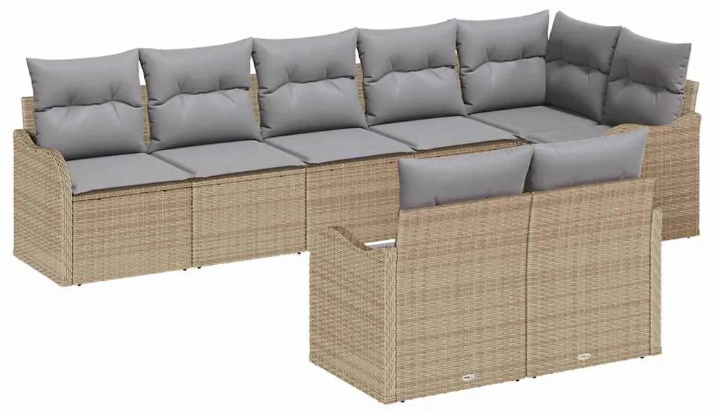Conjunto de Sofá de Jardim vidaXL de 8 Peças com Almofadas Bege em Rat