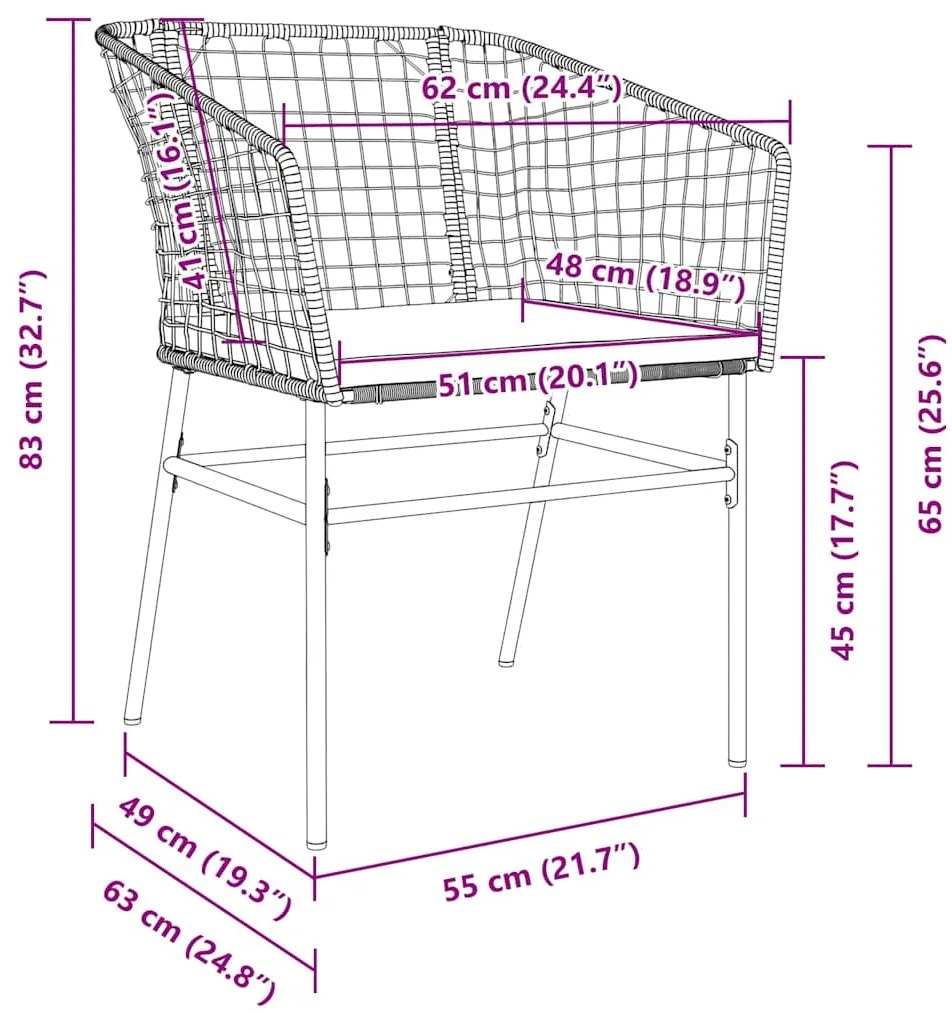Conjunto de Jantar para Jardim de 5 Peças da com Almofadas Pretas em P