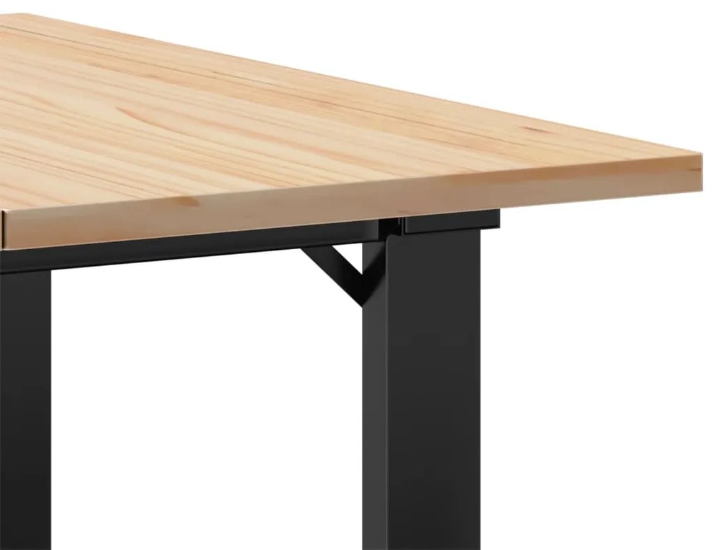 Mesa de centro estrutura em O 60x60x40 cm pinho e aço