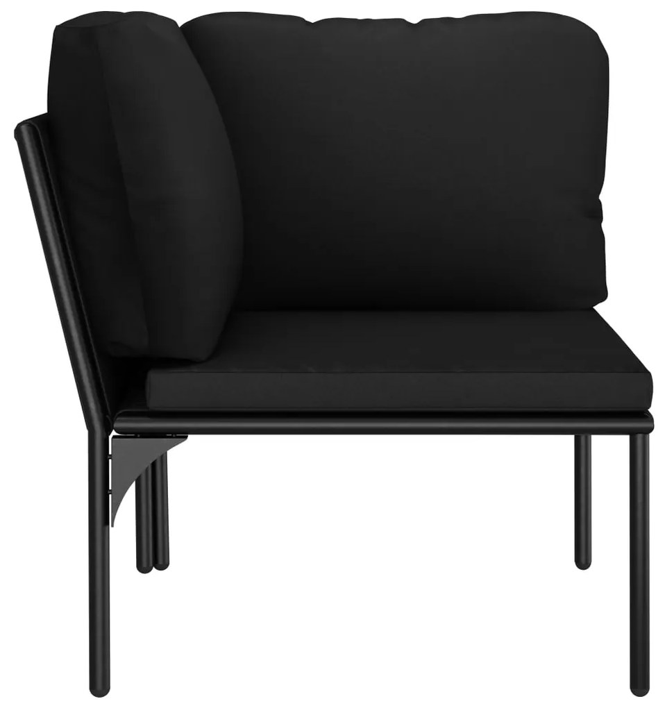 6 pcs conjunto lounge de jardim c/ almofadões PVC preto