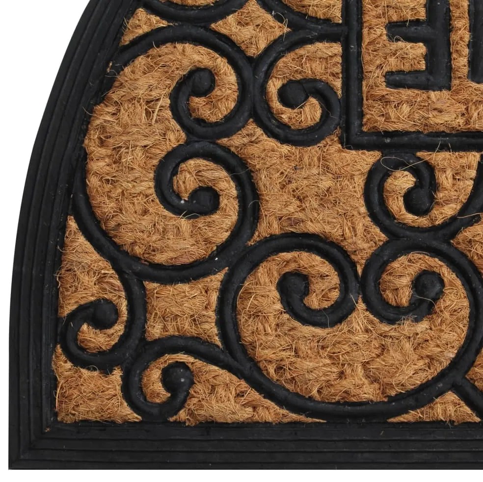 Tapete de porta semicircular 45x75 cm borracha e fibra de coco
