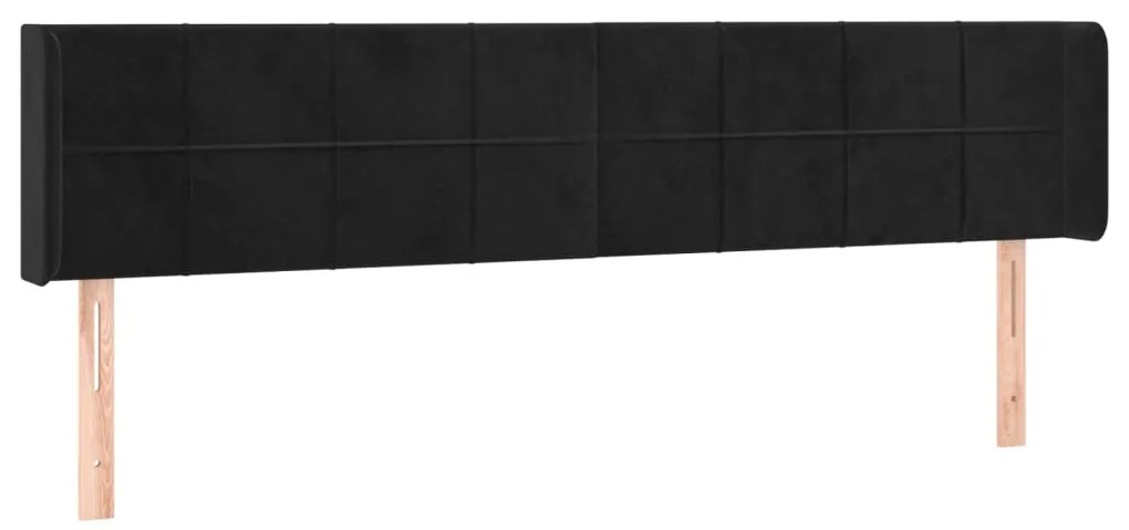 Cabeceira de cama c/ luzes LED veludo 203x16x78/88 cm preto