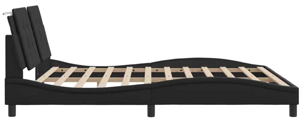 Estrutura de cama c/ luzes LED 180x200cm couro artificial preto