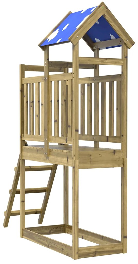 vidaXL Torre de Brincar Castanho Madeira Sólida Impregnada