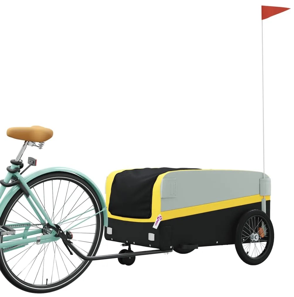 Reboque para bicicleta 45 kg ferro preto e amarelo