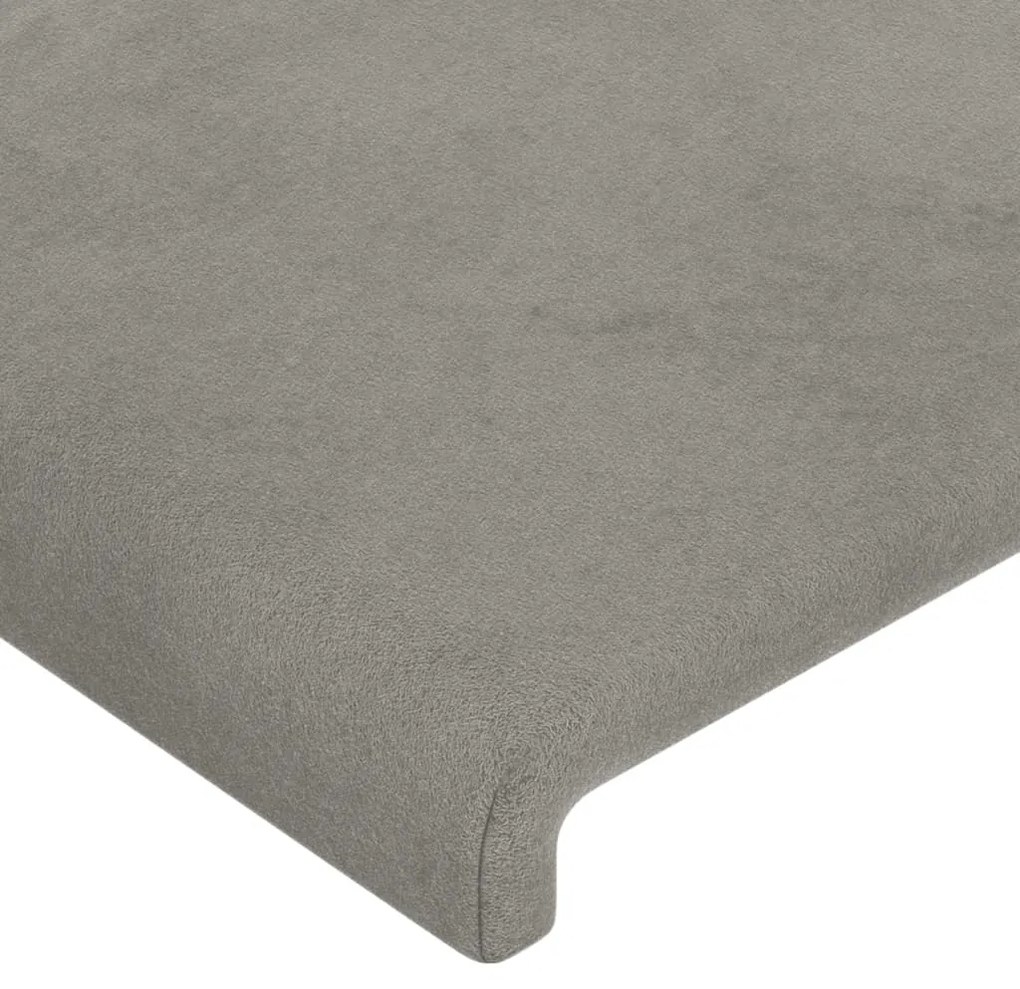 Cabeceira de cama c/ abas veludo 93x23x78/88 cm cinzento-claro