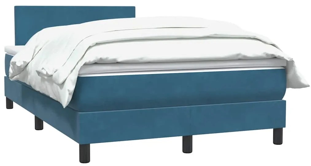 Cama com molas/colchão 120x210 cm veludo azul-escuro