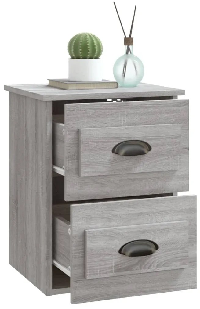 Mesas de cabeceira parede 2 pcs 41,5x36x53 cm cinzento sonoma