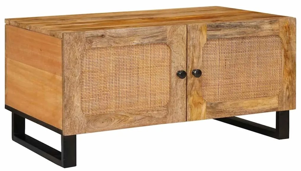 vidaXL Mesa de centro Natural 80 x 50 x 40 cm Madeira de manga maciça