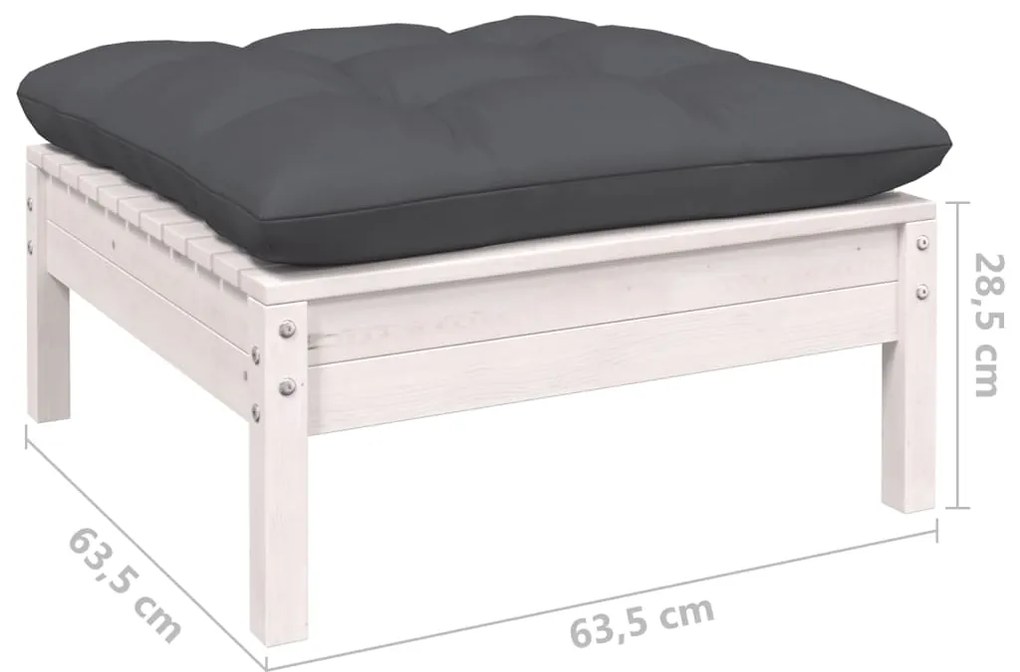 11 pcs conj. lounge de jardim c/ almofadões pinho maciço branco