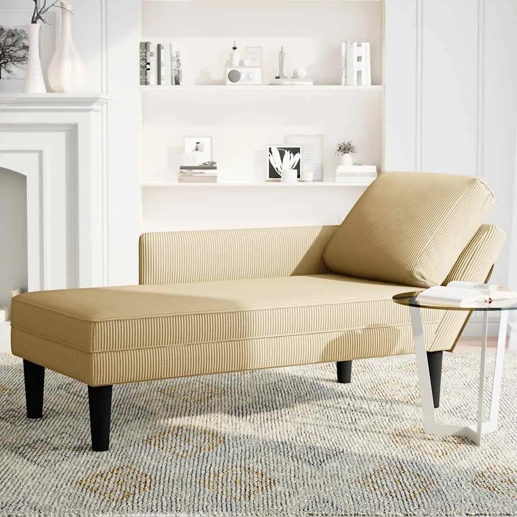 Chaise lounge com almofada tecido corduroy verde claro