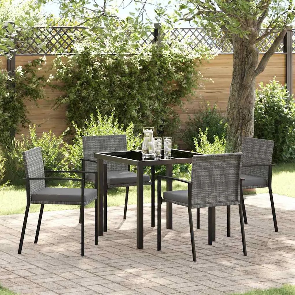 vidaXL Conjunto de Jantar para Jardim 5 pcs Cinzeto Rattan Sintético