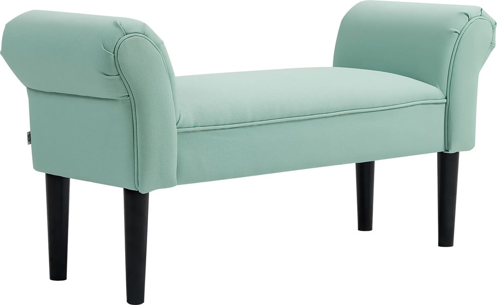 HOMCOM Banco de Pé de Cama Estofado em Linho Sintético com Pés de Madeira Braços e Assento Acolchoado, Verde Claro | Aosom Portugal