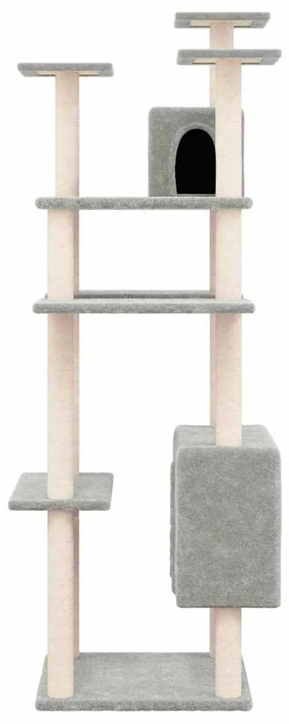 Árvore p/ gatos c/ postes arranhadores sisal 162 cm cinza-claro