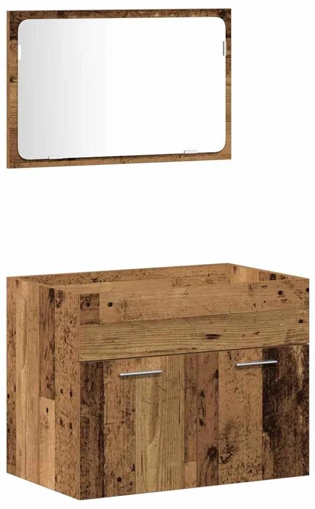Conjunto de Móveis para Banheiro de 3 Peças Madeira Velha