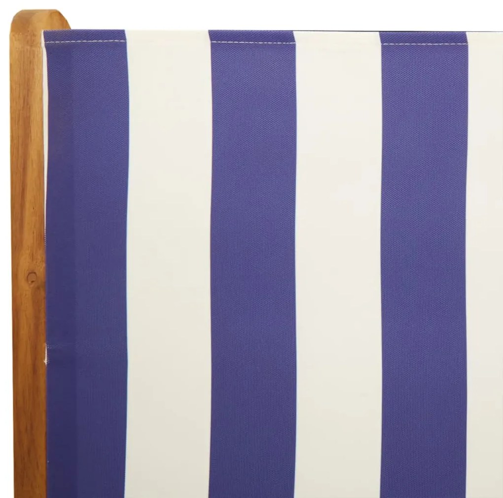 Cadeiras jardim reclin. 6 pcs tecido/madeira maciça azul branco