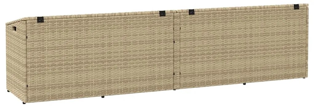 Caixa de arrumação para jardim 220x50x58 cm vime PE Bege