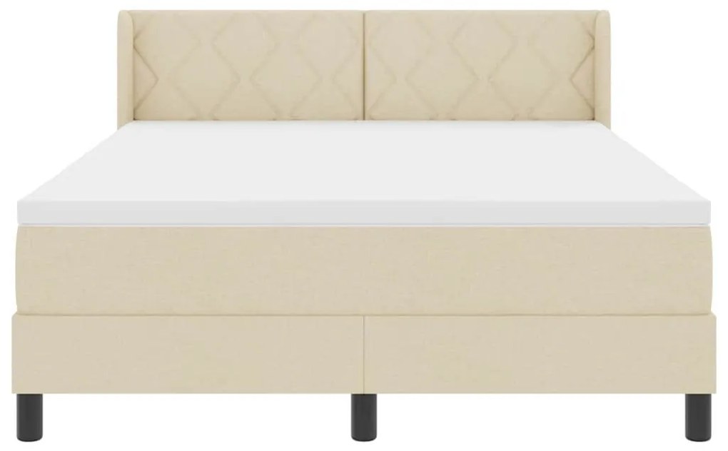 Cama Box com Colchão em Creme, 160 x 200 cm - Tecido.