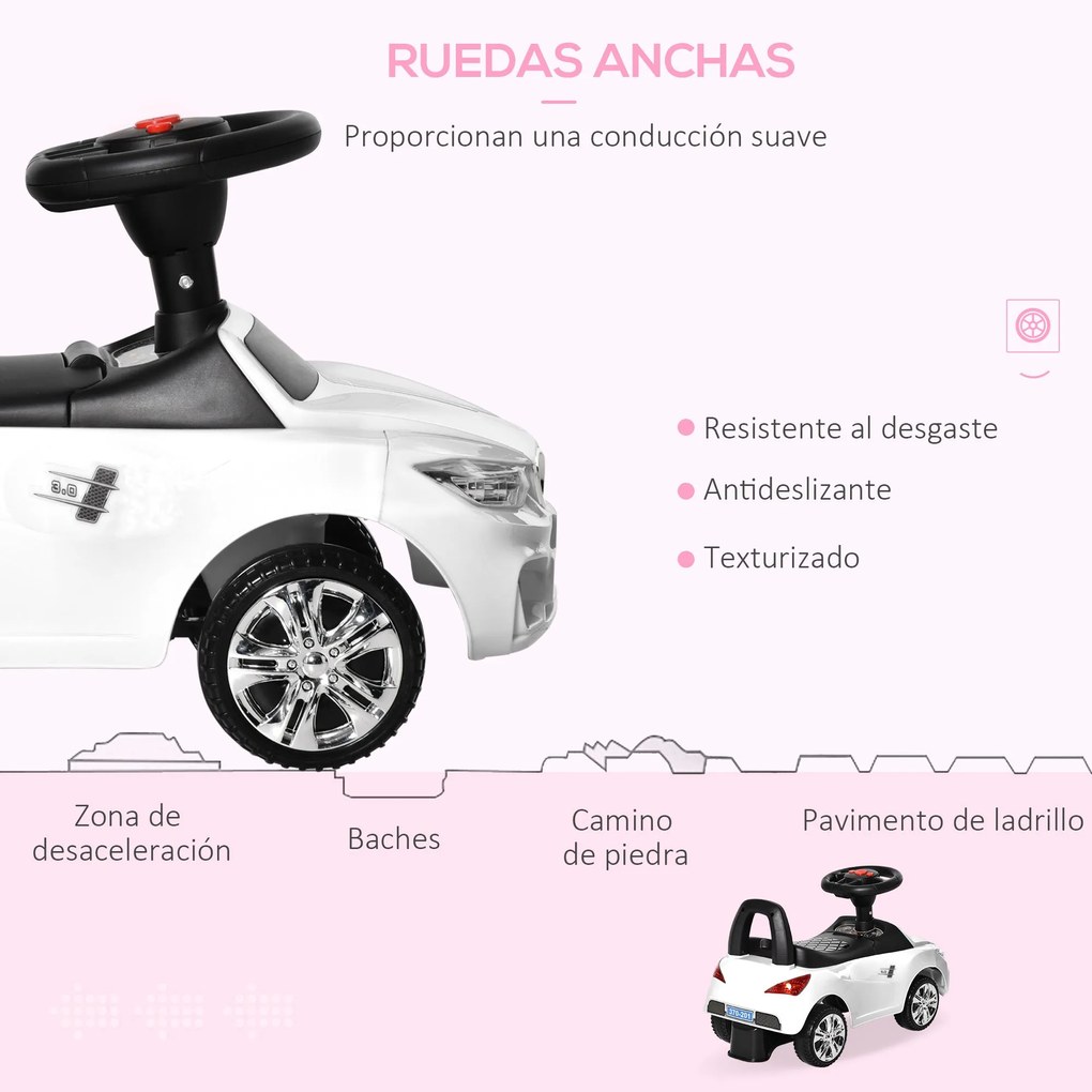 Carro Andador para Crianças de 18-36 Meses com Faróis Música Buzina Vo