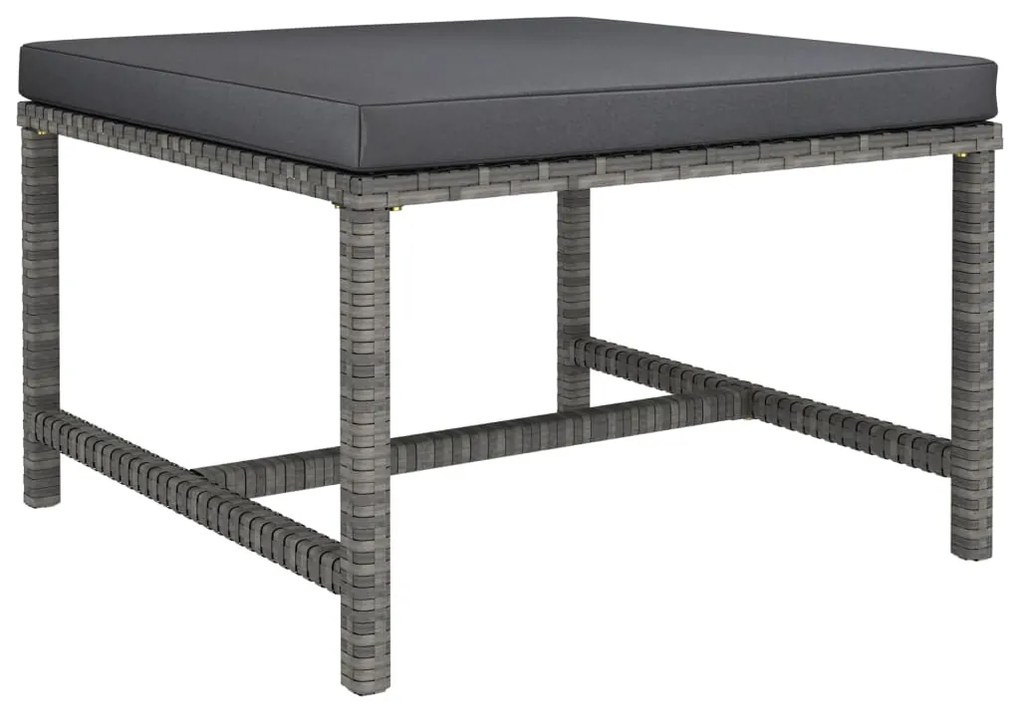 9 pcs conjunto lounge de jardim c/ almofadões vime PE cinzento