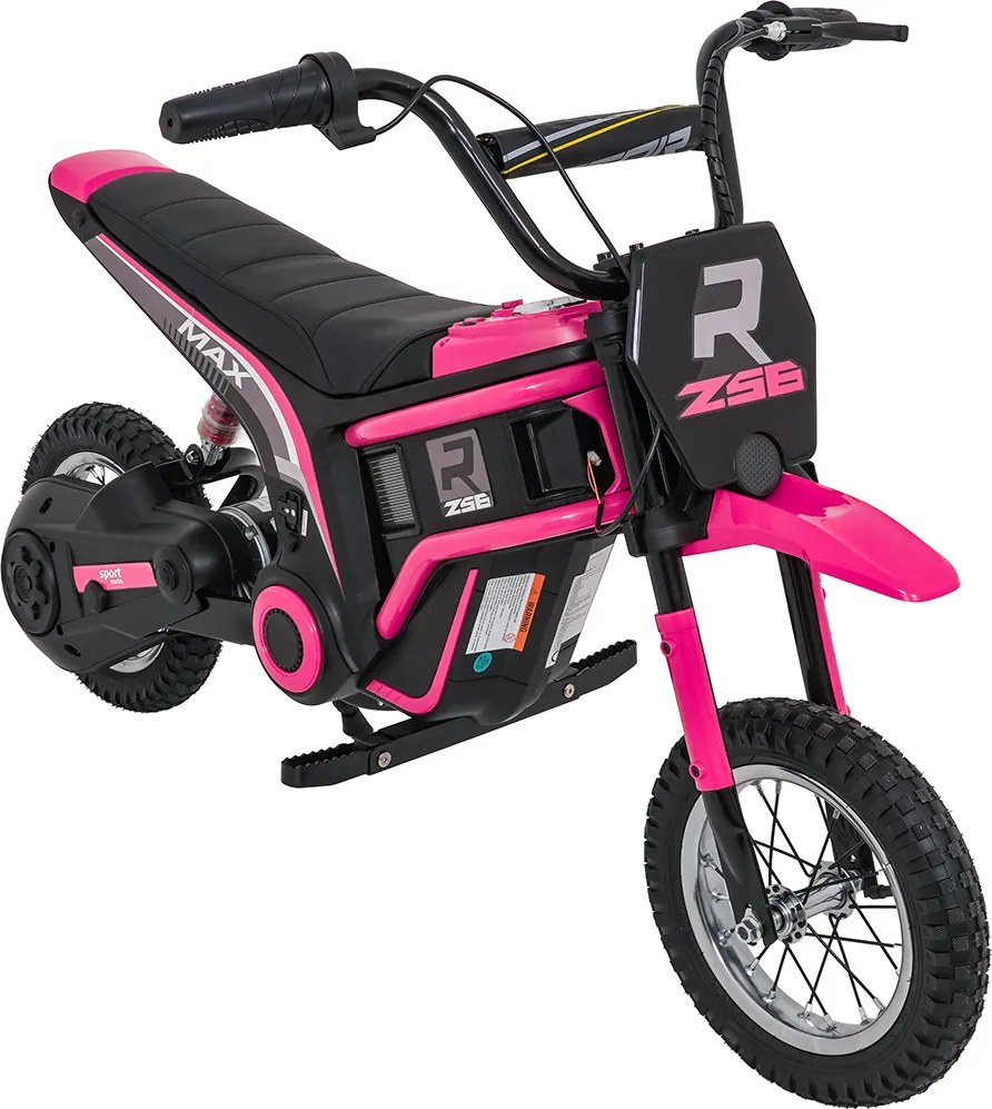 Mota eletrica bateria 350W para Crianças RZ56 MAX Rodas Ar, Couro ecológico Rosa