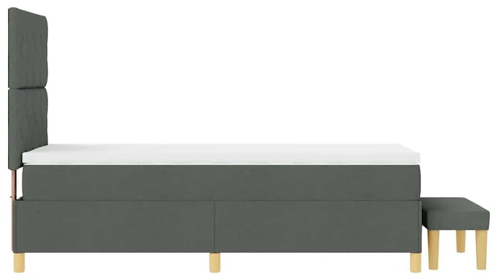Cama Box Spring com Colchão e Base Cinza Escuro 100x200 cm Tecido