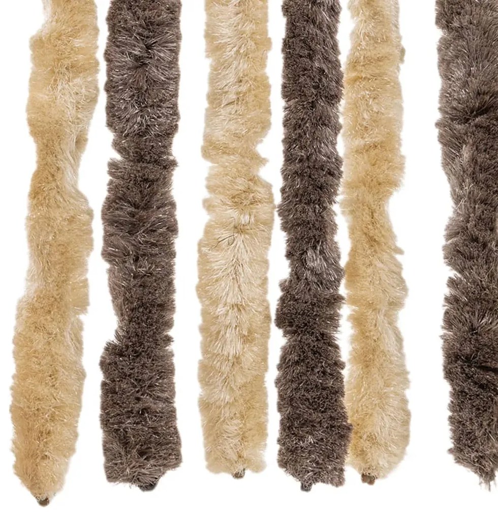 Cortina anti-insetos 100x230 cm chenille castanho-escuro e bege