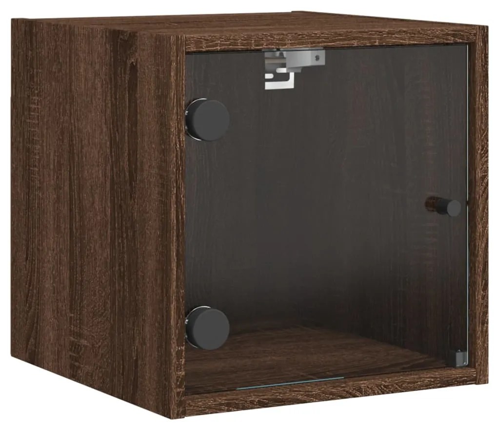 Mesas cabeceira portas vidro 2 pcs 35x37x35cm carvalho castanho