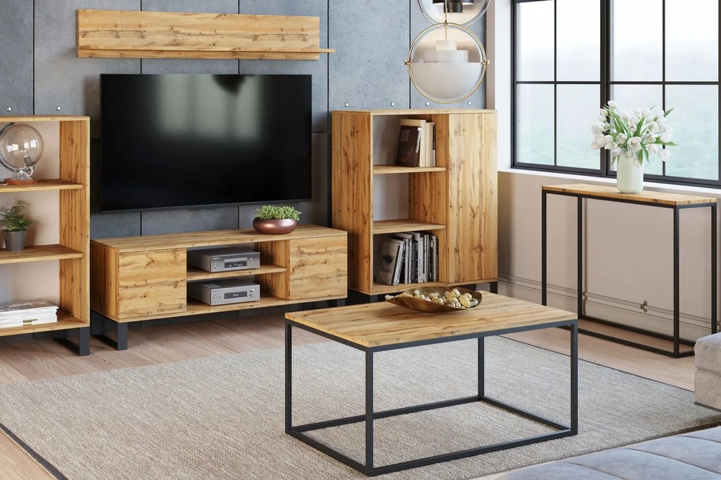 Móvel TV 155 cm - estilo loft cor carvalho artesanal