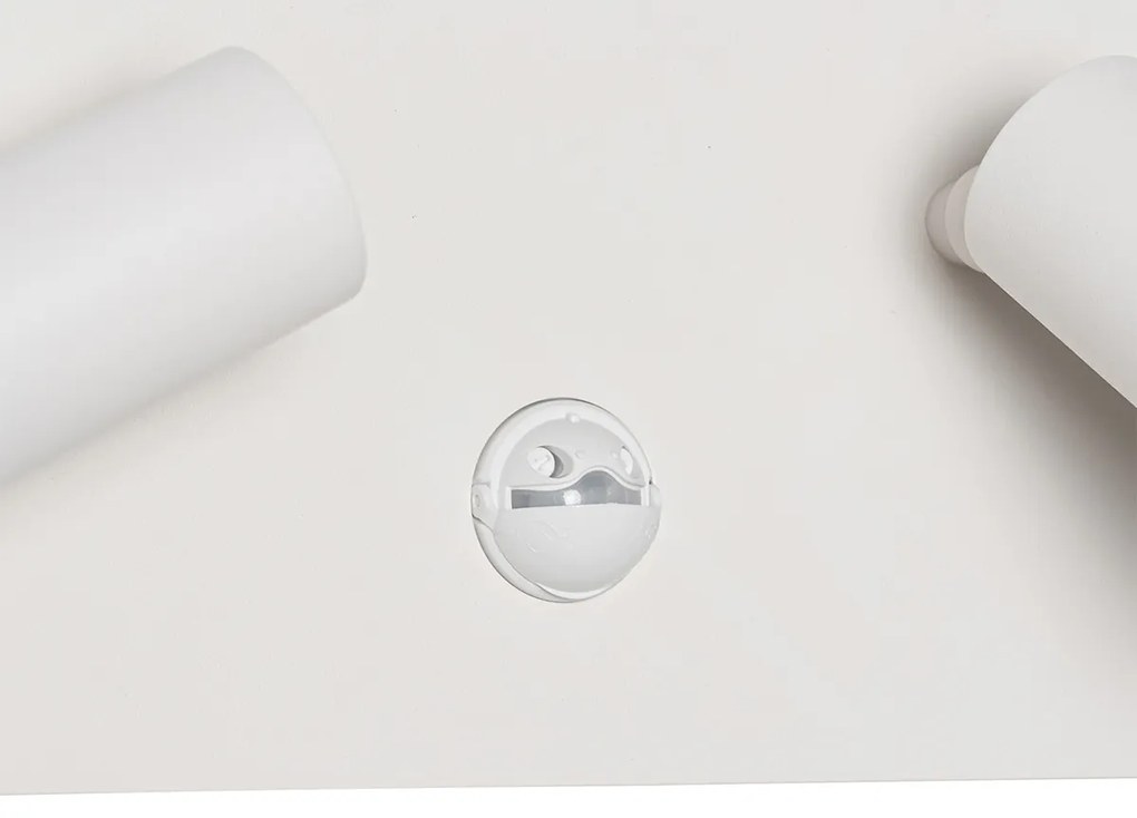 Candeeiro de parede exterior branco com LED sensor de movimento 2 luzes - Simon Moderno