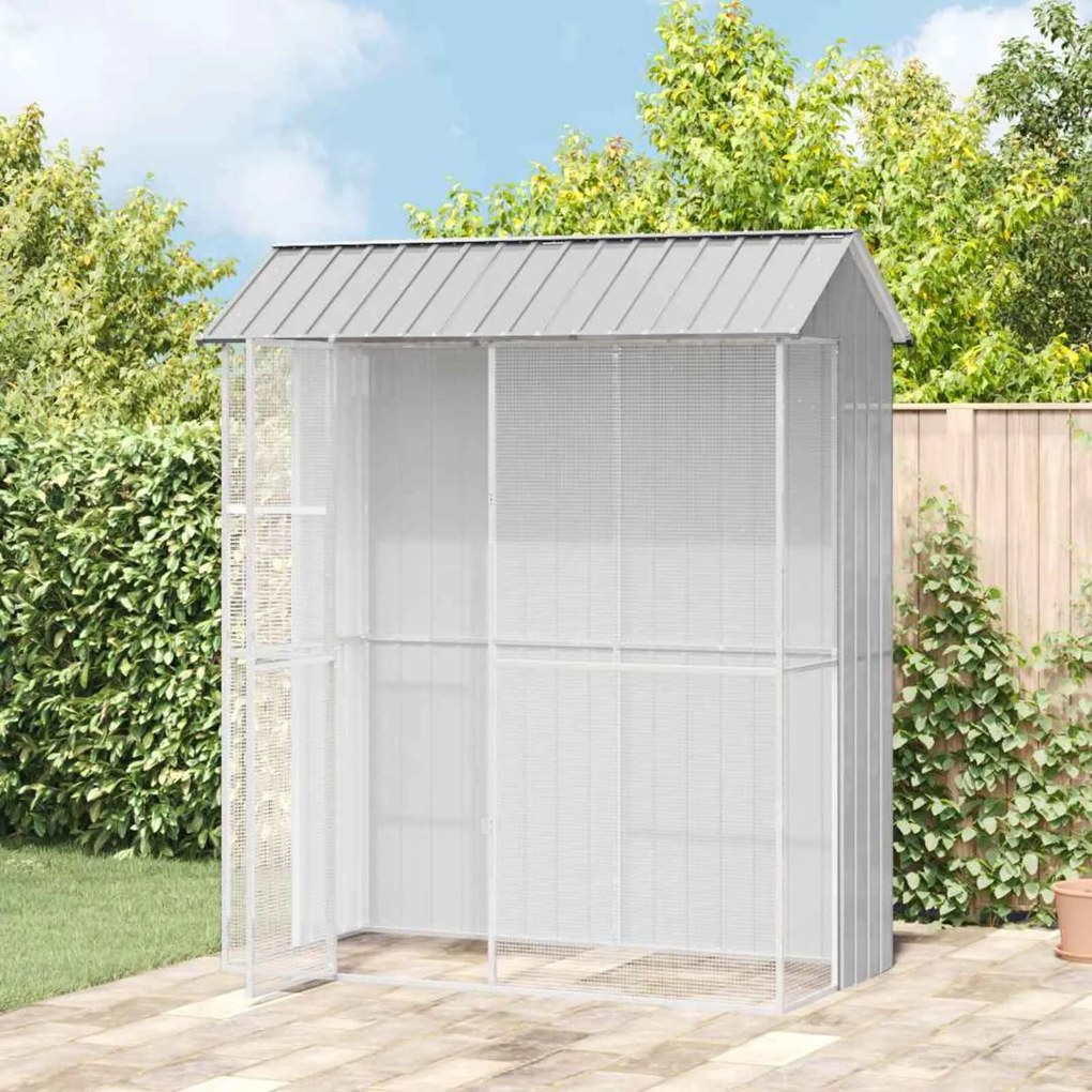 vidaXL Gaiola para Pássaros Cinzeto 215 x 110 x 247 cm Aço Galvanizado
