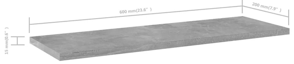 Prateleiras para estante 4 pcs 60x20x1,5cm contraplacado cinza