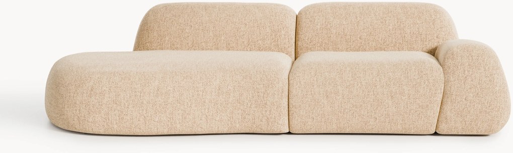 Módulo com chaise longue em bouclé Wolke (3 lugares)