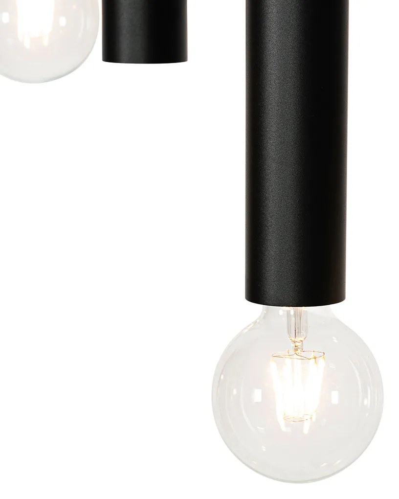Candeeiro de suspensão design preto oval 7 luzes - Tuba Design