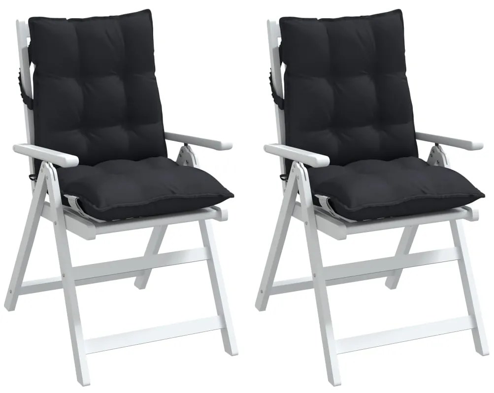 Almofadões cadeira encosto baixo 2 pcs tecido oxford preto