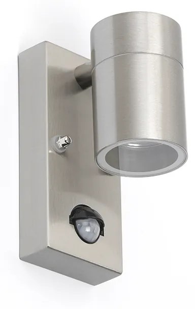 Candeeiro de parede exterior em aço IP44 com sensor de movimento - Solo Moderno