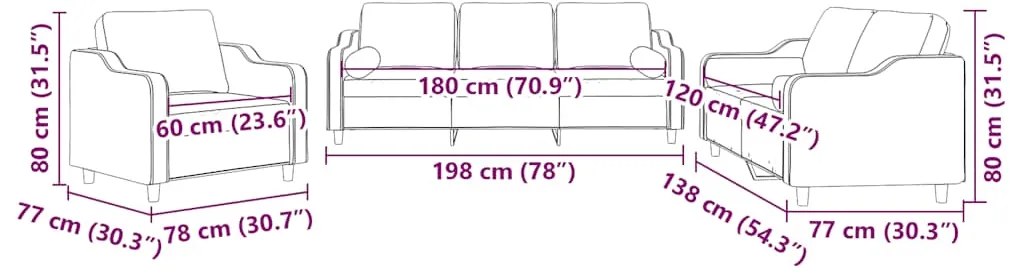 3 pcs conjunto de sofás com almofadas tecido amarelo-claro