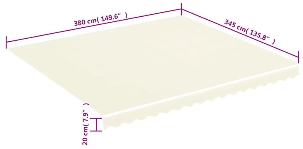 Tecido de substituição para toldo 4x3,5 m cor creme