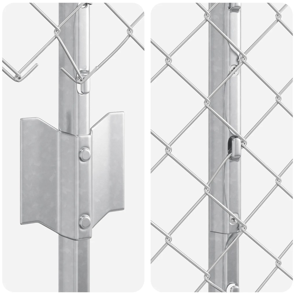 Cerca de Chain Link com 20 U Posts Prateado 1.4x10 m Aço