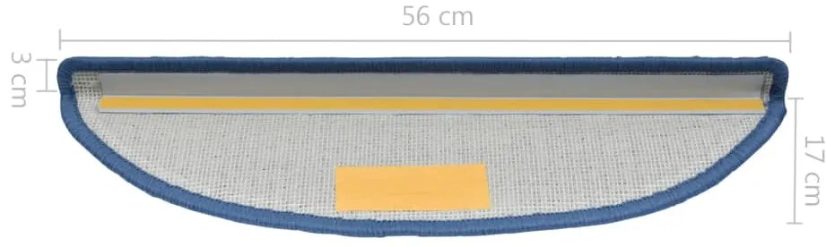 Tapetes de escadas 10 pcs 56x17x3 cm azul