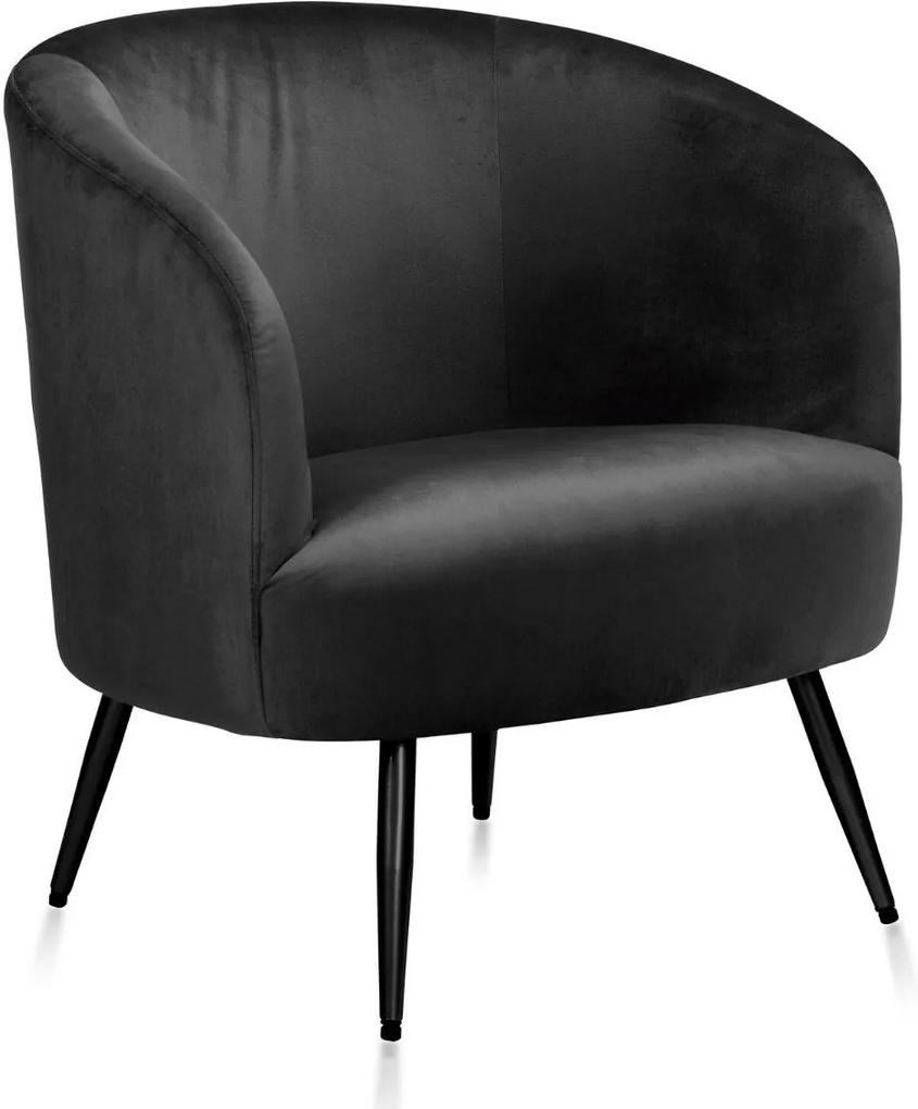 Cadeira Butaca "Gala" em Veludo Cinza Escuro 68x67x75 cm