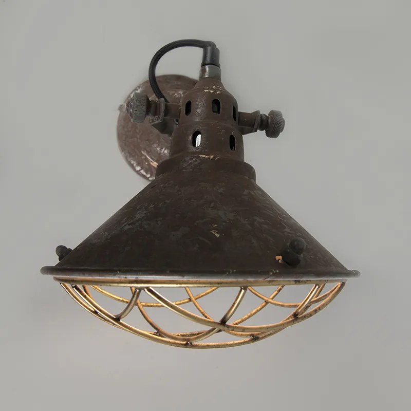 Candeeiro de parede e teto vintage castanho inclinável - Barrack