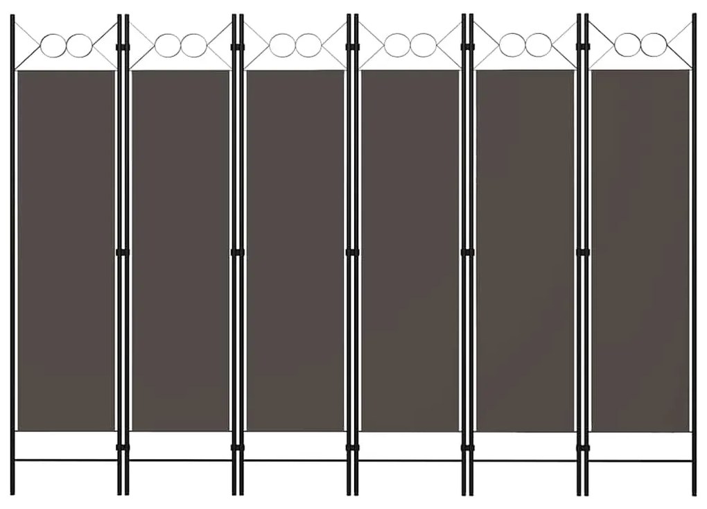 Divisória/biombo com 6 painéis 240x180 cm antracite