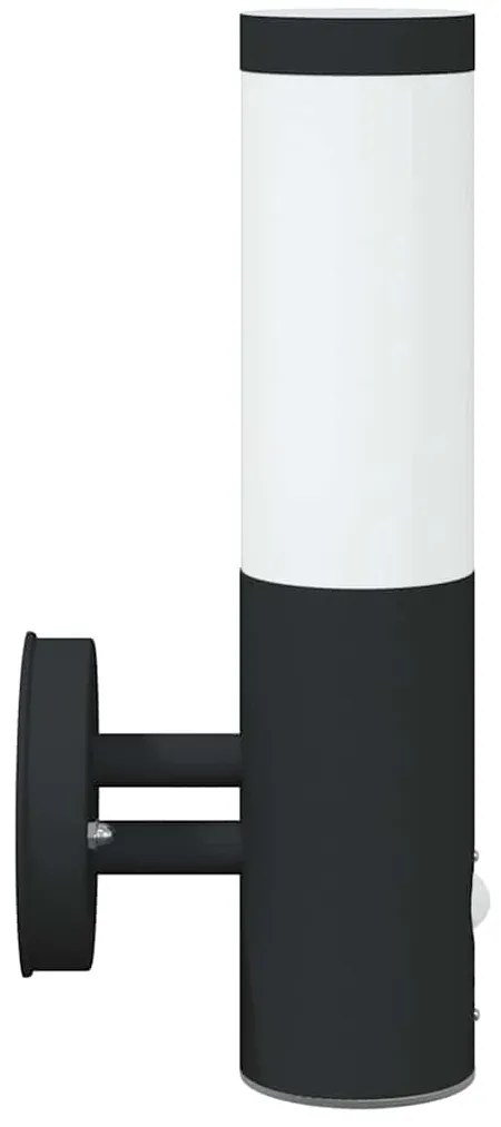 Luz de parede com sensor 2 pcs Preto Aço Inoxidável IP44