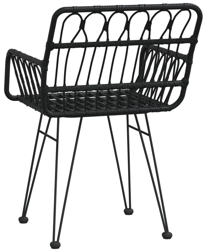 Cadeiras jardim c/ apoio braços 2 pcs 56x64x80 cm vime PE preto