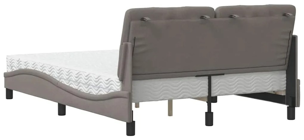 Cama com colchão 140x200 cm tecido castanho-acinzentado