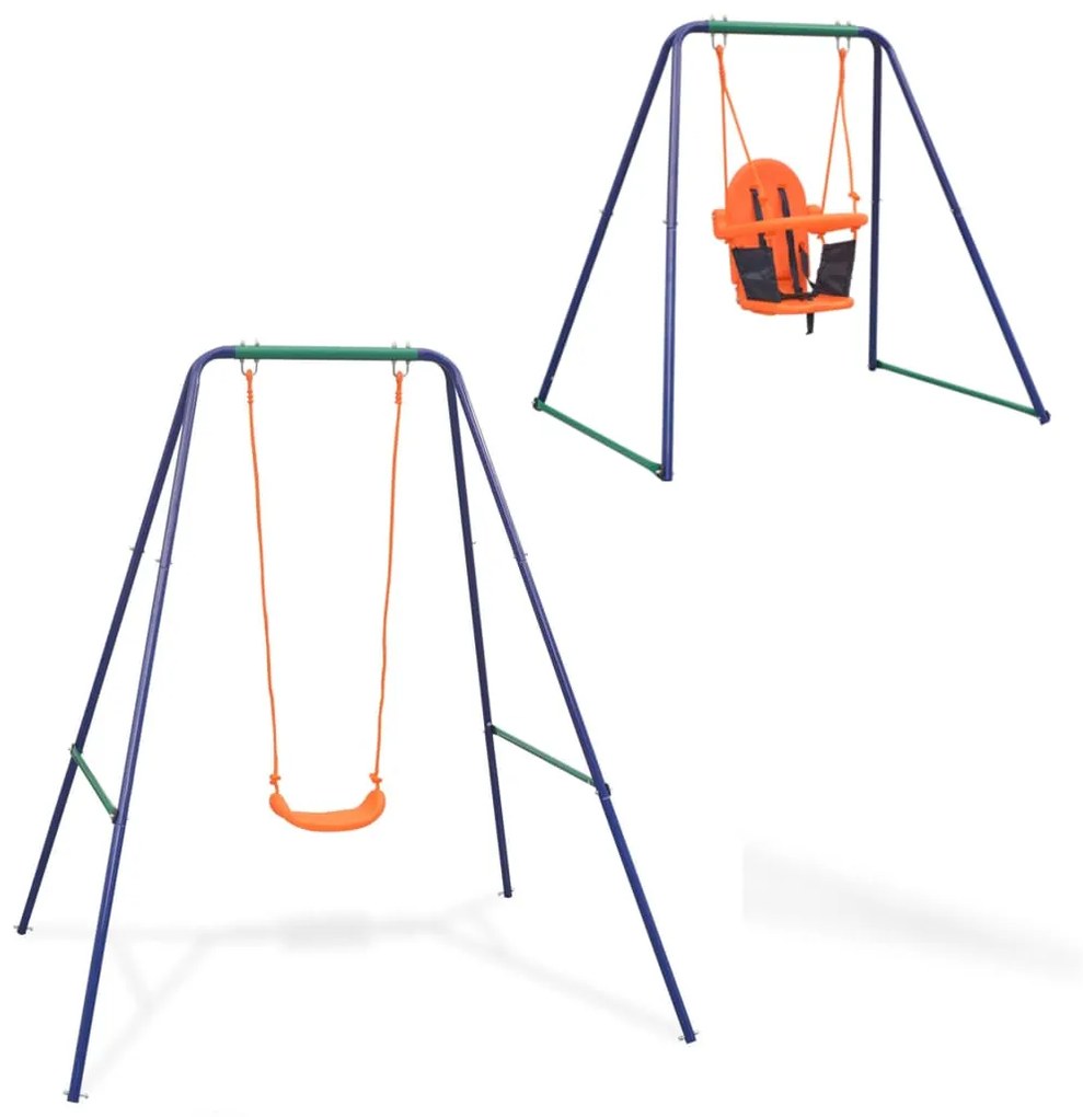 91362 vidaXL Baloiço independente e baloiço p/ bebés 2-em-1 laranja