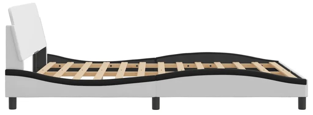 Estrutura cama c/ cabeceira couro artif. 140x190cm branco/preto