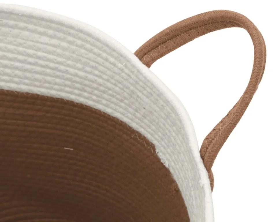 Cesto de arrumação Ø40x35 cm algodão castanho e branco